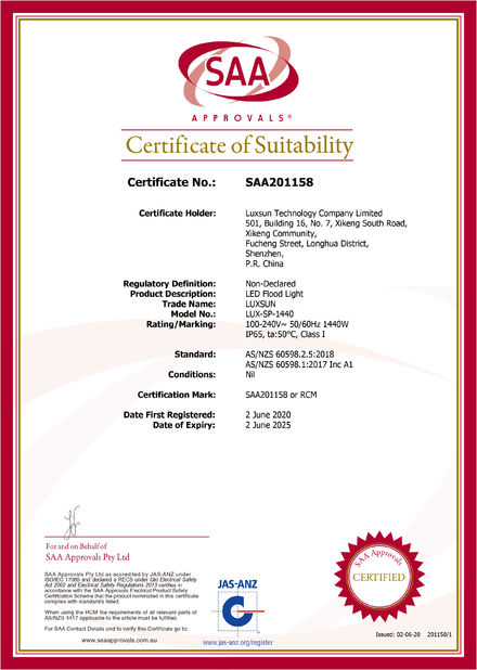 Китай Luxsun lighting Co.,Ltd Сертификаты